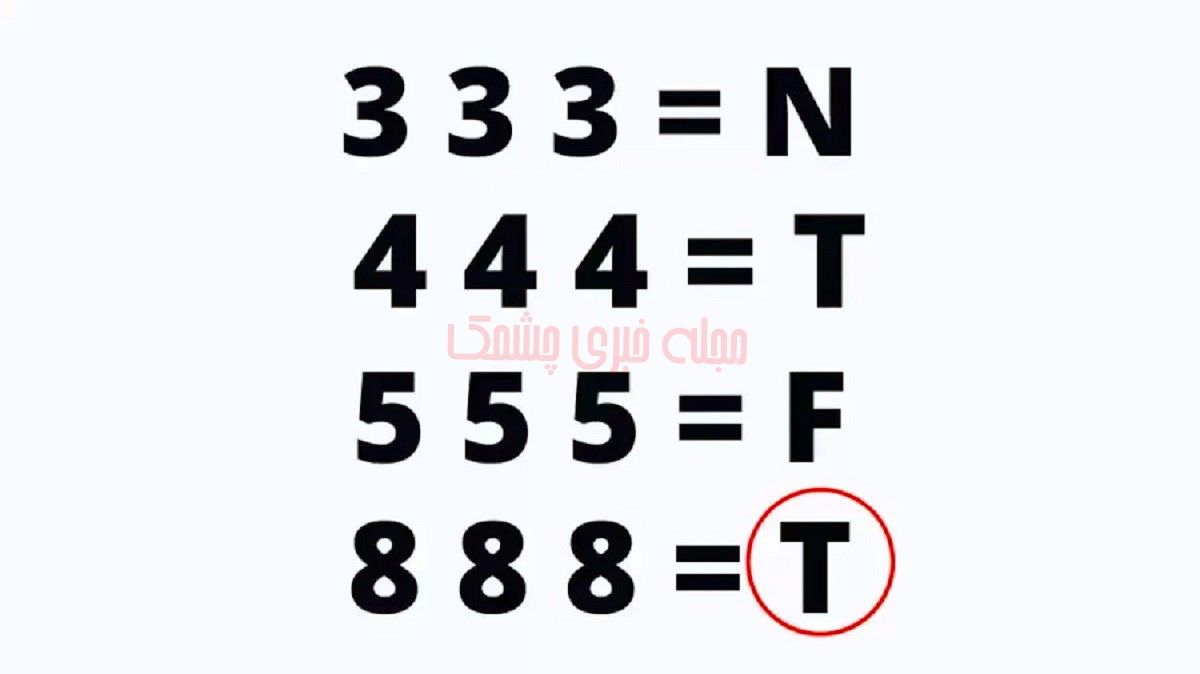جواب آزمون هوش تصویری عدد و حروف