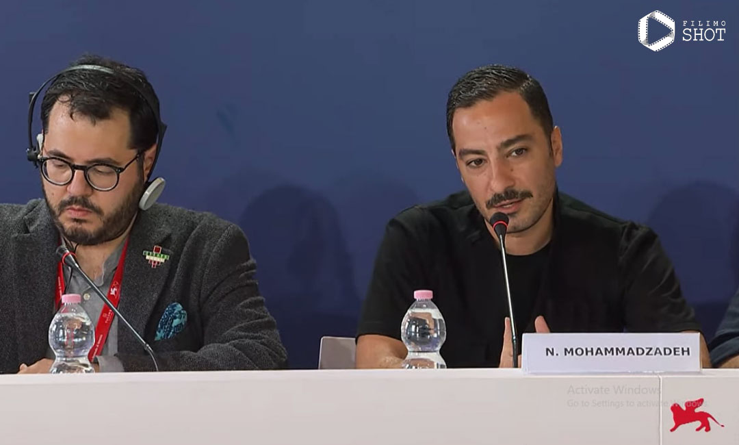 نوید محمدزاده در نشست خبری فیلم شب داخلی دیوار جشنواره فیلم ونیز 2022