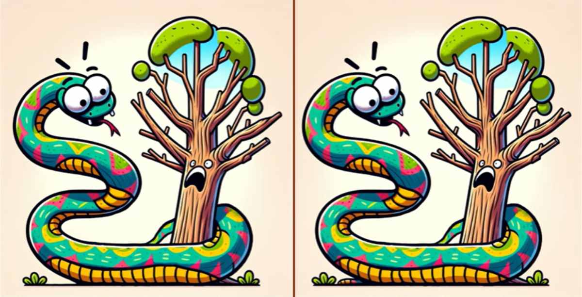 آزمون شناخت تفاوت تصویر مار و درخت