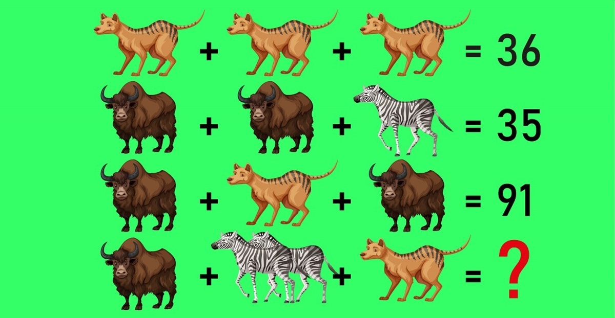 آزمون ریاضی با مجموع حیوانات وحشی